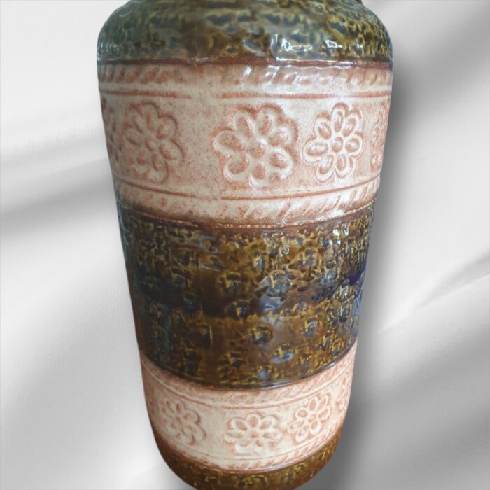 Mid-Century Green & Cream Bay West German Fat Lava Vase - Image 2