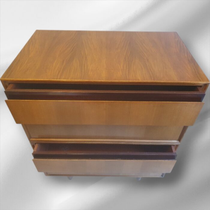 Mid Century Burr Walnut Chest of 4 Drawers by Meredew - Image 2