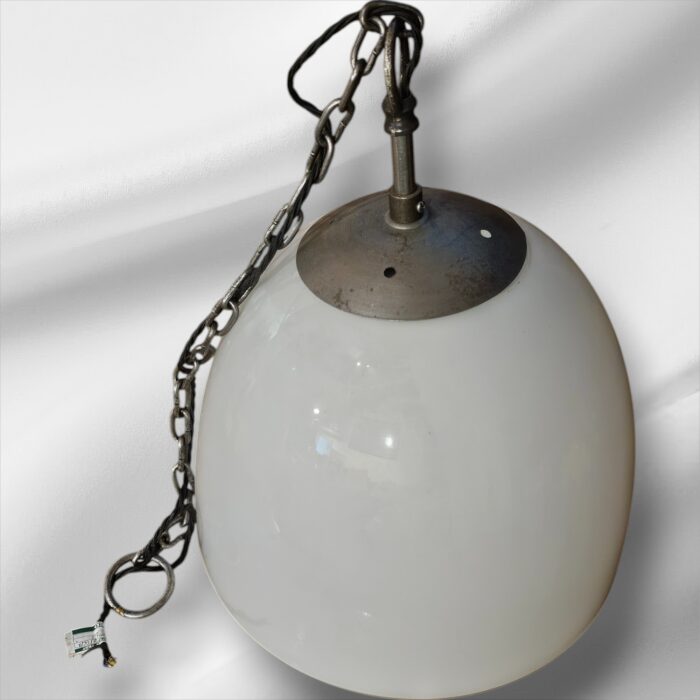 1950s Czech Sunflower Motif Opaline Glass Pendant Lights