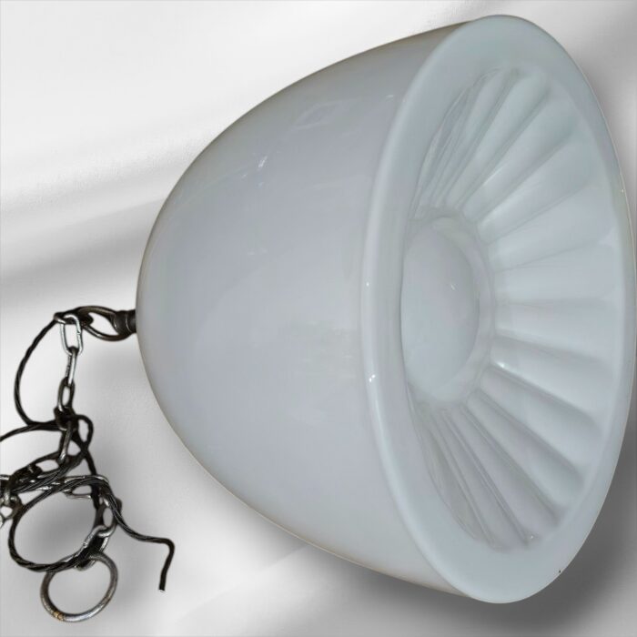 1950s Czech Sunflower Motif Opaline Glass Pendant Lights - Image 3