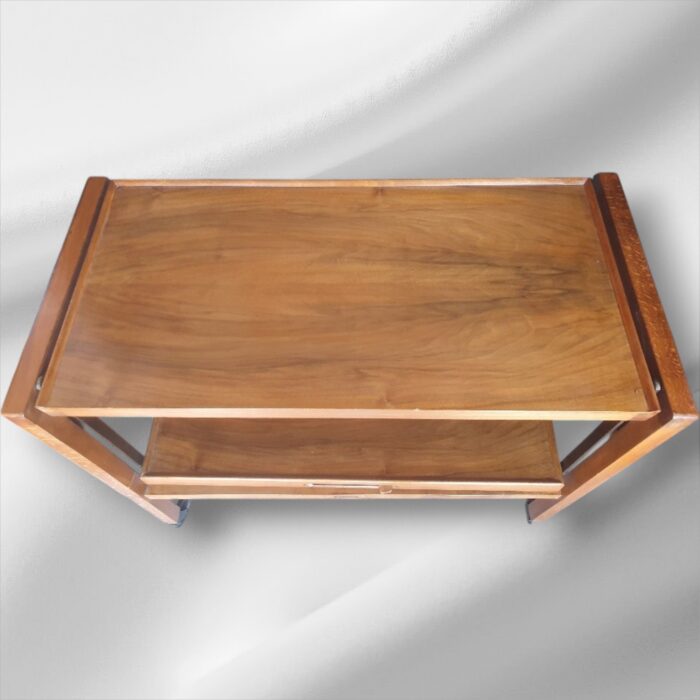 Mid-Century Tri-Magic Burr Walnut Metamorphic Drinks Trolley - Image 2