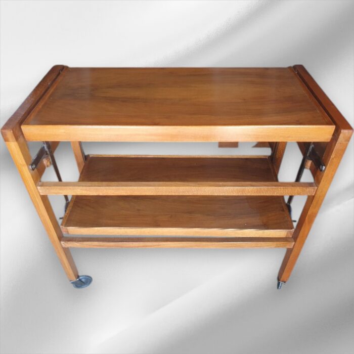 Mid-Century Tri-Magic Burr Walnut Metamorphic Drinks Trolley - Image 7