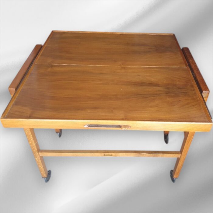 Mid-Century Tri-Magic Burr Walnut Metamorphic Drinks Trolley - Image 8