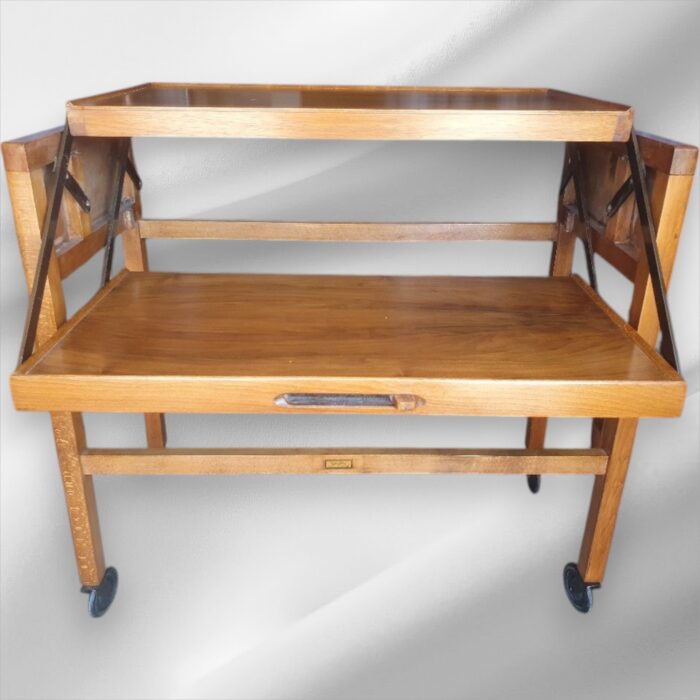 Mid-Century Tri-Magic Burr Walnut Metamorphic Drinks Trolley - Image 10