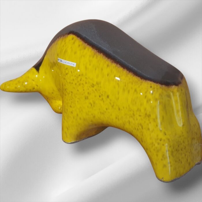 Otto Keramik Ceramic Yellow/Black West German Fat Lava Animal Bull Small - Image 2