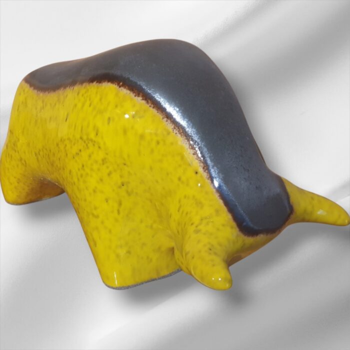 Otto Keramik Ceramic Yellow/Black West German Fat Lava Animal Bull Small - Image 3