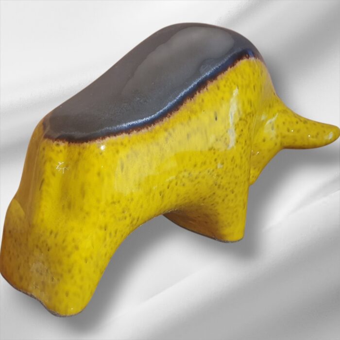 Otto Keramik Ceramic Yellow/Black West German Fat Lava Animal Bull Small - Image 4