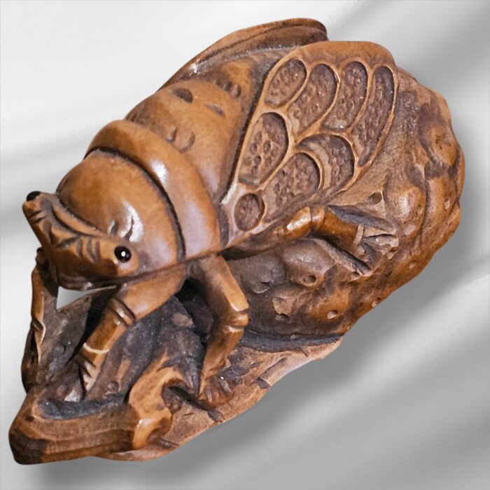 Japanese Signed Hand Carved Cicadas Netsuke