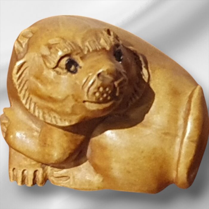 Tiger Hand Carved Signed Netsuke