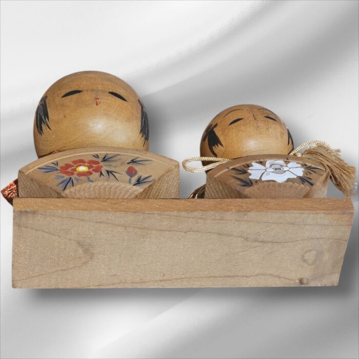 Pair of Vintage Japanese Kokeshi Dolls, Folding Fan from Japan. - Image 3
