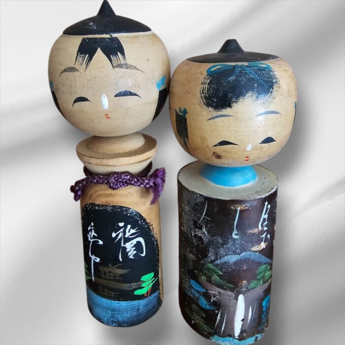 Pair of Small Vintage Japanese Kokeshi Dolls